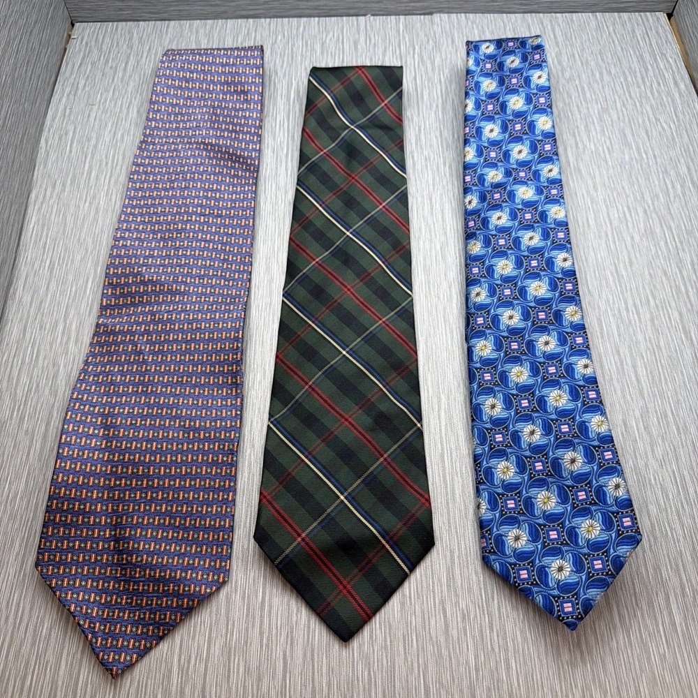 Mens Tie Lot 3 Silk Neckties Abercrombie & Fitch Kilburne Finch Tesoro Rosso